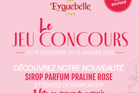 Règlement du jeu concours à l'occasion du lancement du Sirop Inédit Parfum Praline Rose 50cl